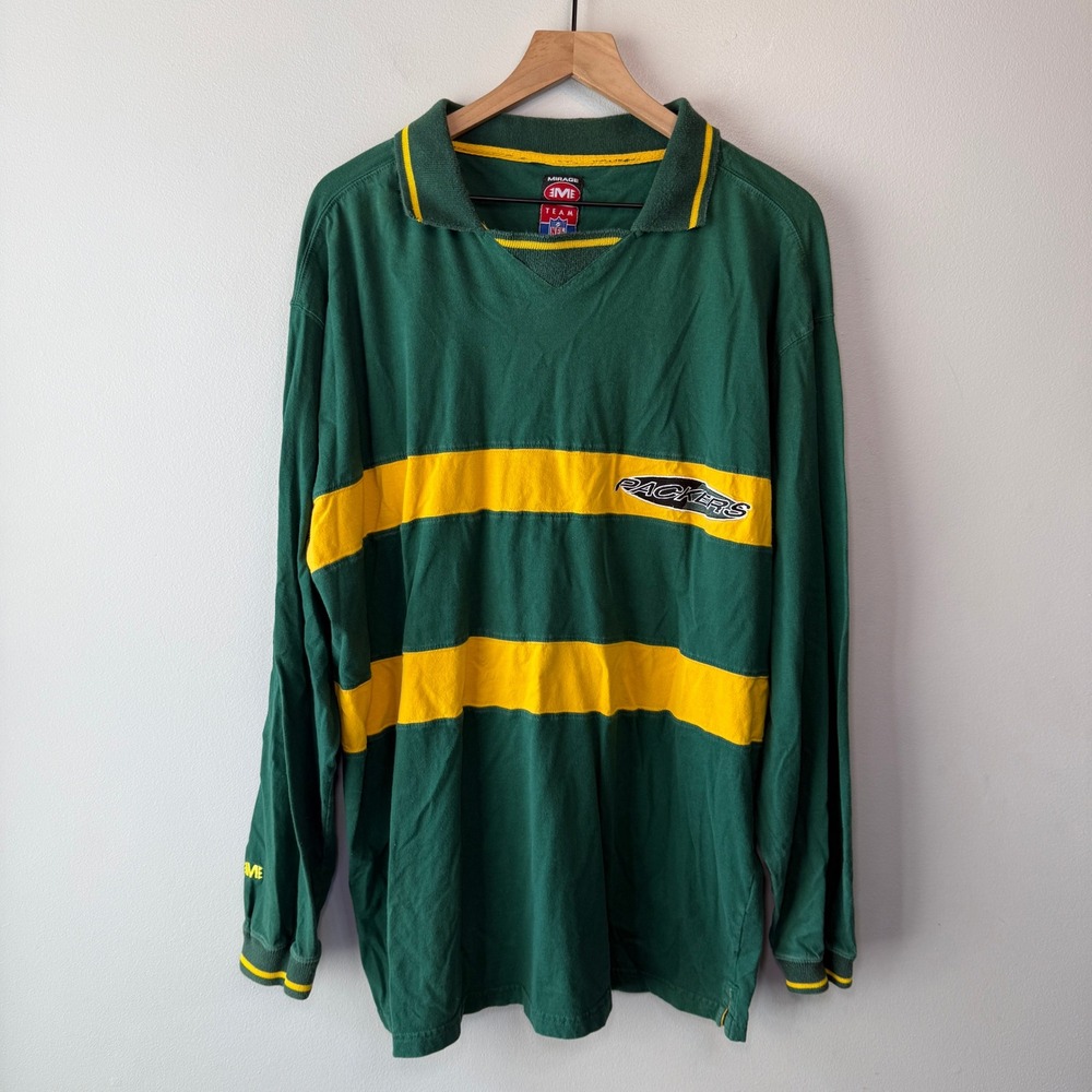 Vintage Mirage NFL Green Bay Packers Long Sleeve Rugby Shirt Size XXL